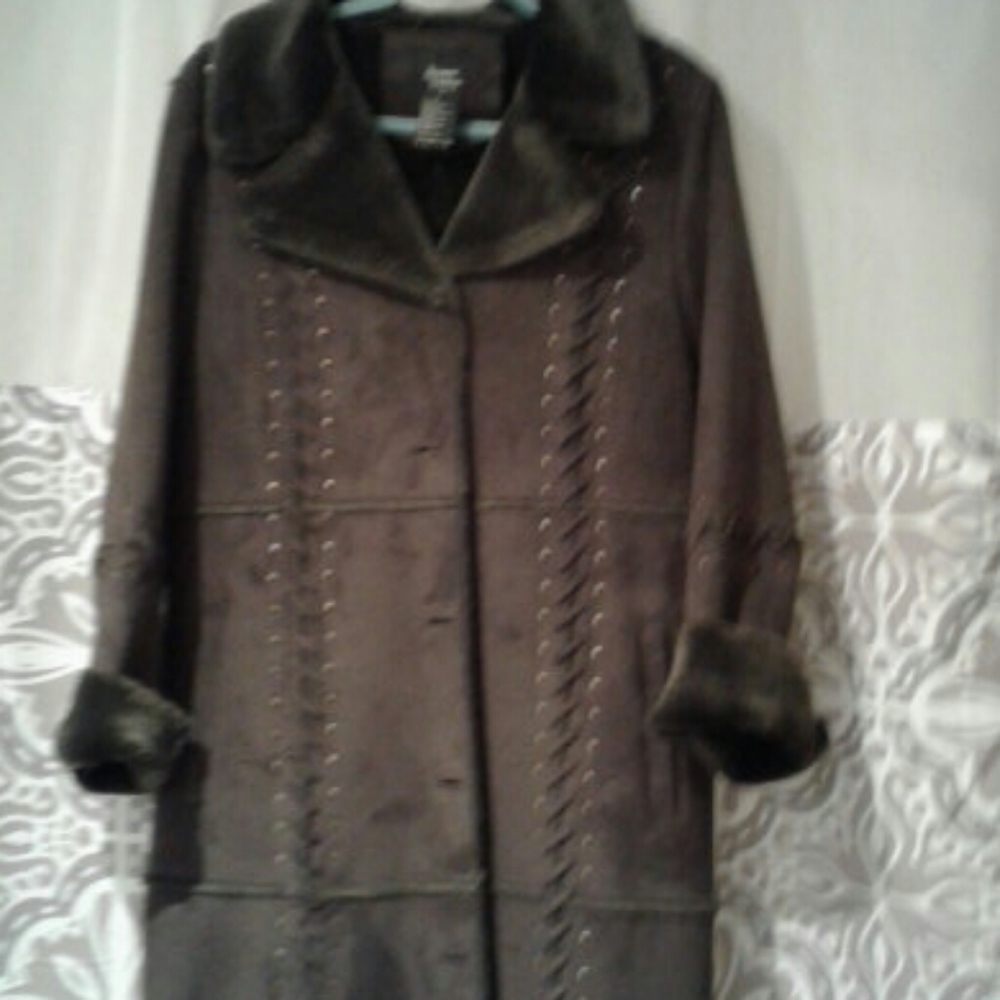 Dennis basso faux suede coat